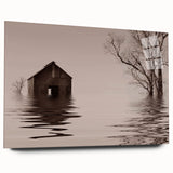 Acrylic print of a large abstract depiction of Iowa scenery in muted earth tones, suitable for bedroom or dining room art.