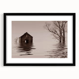 Extra large abstract art print of colorful Iowa scenery on a textured canvas, framed in black.