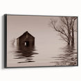 Black and white landscape art of Iowa scenery on framed canvas, ideal for bedroom wall decor.
