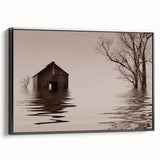 Black and white landscape art of Iowa scenery on framed canvas, ideal for bedroom wall decor.