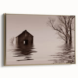 Vintage poster art of Iowa landscape on framed canvas, featuring muted earth tones, ideal for bedroom wall decor.