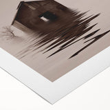 Art deco poster featuring a stylized Iowa scenery in muted earth tones on rolled canvas, ideal for dining room wall art.