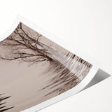 Extra large wall art featuring line art flowers in muted earth tones on a rolled canvas.