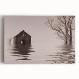 Black and white photo of Iowa scenery on large stretched canvas, suitable for kitchen wall art.