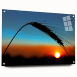 Acrylic print of a large abstract depiction of Kansas scenery in muted earth tones.