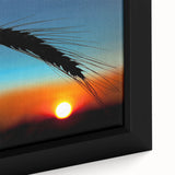 Extra large framed canvas of a textured, colorful Kansas scenery in black, ideal for living room decor.