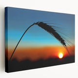Panoramic Kansas landscape on stretched canvas, featuring muted earth tones, ideal for kitchen wall art.