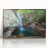 Acrylic print of Kentucky scenery in gold frame, featuring mid-century modernist style, suitable for modern art wall decor.