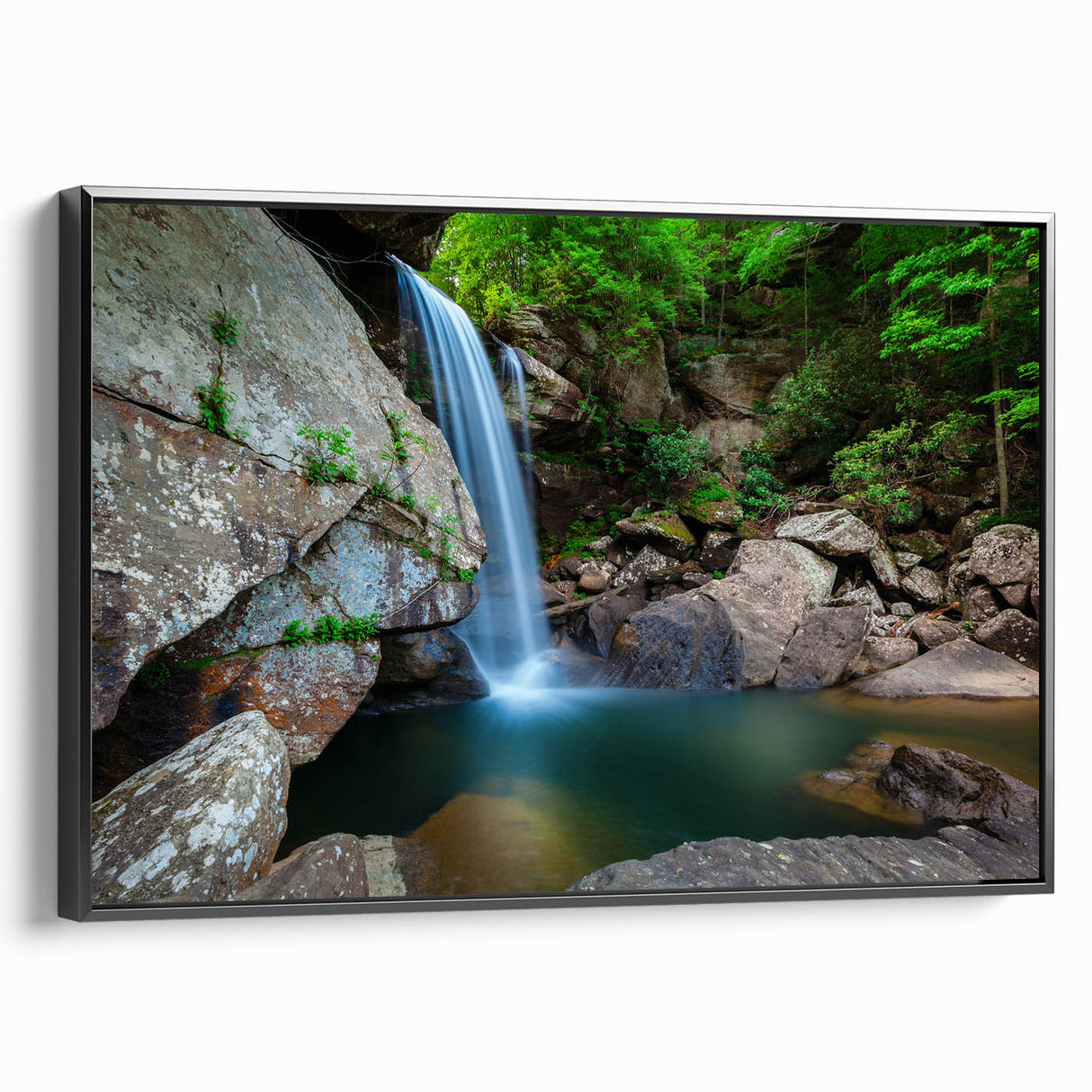 Black and white vintage poster art of a Kentucky landscape on a framed canvas, suitable for bedroom decor.