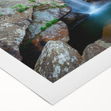 Art deco poster featuring a serene Kentucky landscape in muted green and blue tones on rolled canvas.