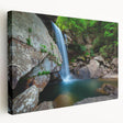 Large stretched canvas depicting a serene Kentucky landscape in muted green and blue tones, ideal for kitchen wall art.