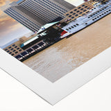 Art deco poster of New Orleans skyline in monochrome shades on rolled canvas, suitable for dining room decor.