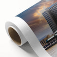 Art deco poster of New Orleans skyline in pastel shades on rolled canvas, ideal for nursery wall art.