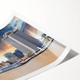 Extra large wall art featuring line art flowers with vibrant colors on a rolled print, ideal for large living room decor.