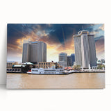 Black and white print of New Orleans scenery on stretched canvas, suitable as large kitchen wall art.