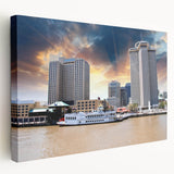 Large canvas art featuring a vibrant New Orleans street scene, ideal for kitchen wall art.