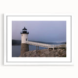 Abstract art print of Acadia in Maine, featuring cool blue and green tones on a framed white mat.