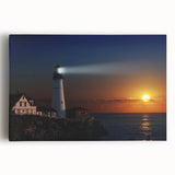 Black and white stretched canvas of a serene Maine landscape, ideal for kitchen wall art.