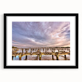 Colorful abstract art print of Annapolis scenery on a large framed canvas, ideal for living room decor.