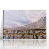 Acrylic print of Annapolis skyline in art deco style, with white frame, suitable for modern nursery decor.