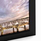 Extra large framed canvas depicting a textured depiction of Annapolis, Maryland in black with colorful accents.