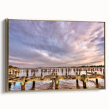 Framed canvas wall art featuring a vintage-style landscape of Annapolis, Maryland in muted gold and black tones.