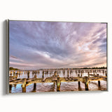 Framed canvas landscape art painting of Annapolis featuring vintage-style black and colorful elements.