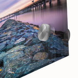 Large abstract depiction of Chesapeake Bay in muted earth tones on acrylic.