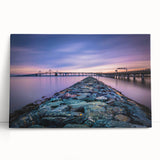 Black and white stretched canvas of Chesapeake Bay, ideal for kitchen wall art or bedroom ambiance.