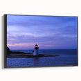 Black and white framed canvas of a Nantucket landscape, ideal for bedroom wall decor.