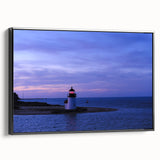 Black and white framed canvas of a Nantucket landscape, ideal for bedroom wall decor.