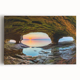 Black and white photograph of Michigan's Upper Peninsula on stretched canvas, ideal for kitchen wall art.