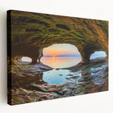 Upper Peninsula, Michigan landscape on large stretched canvas in natural and green tones, ideal for kitchen wall art.