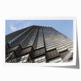 Rolled print of Minneapolis skyline in muted blue tones, suitable as art wall dining room decor.
