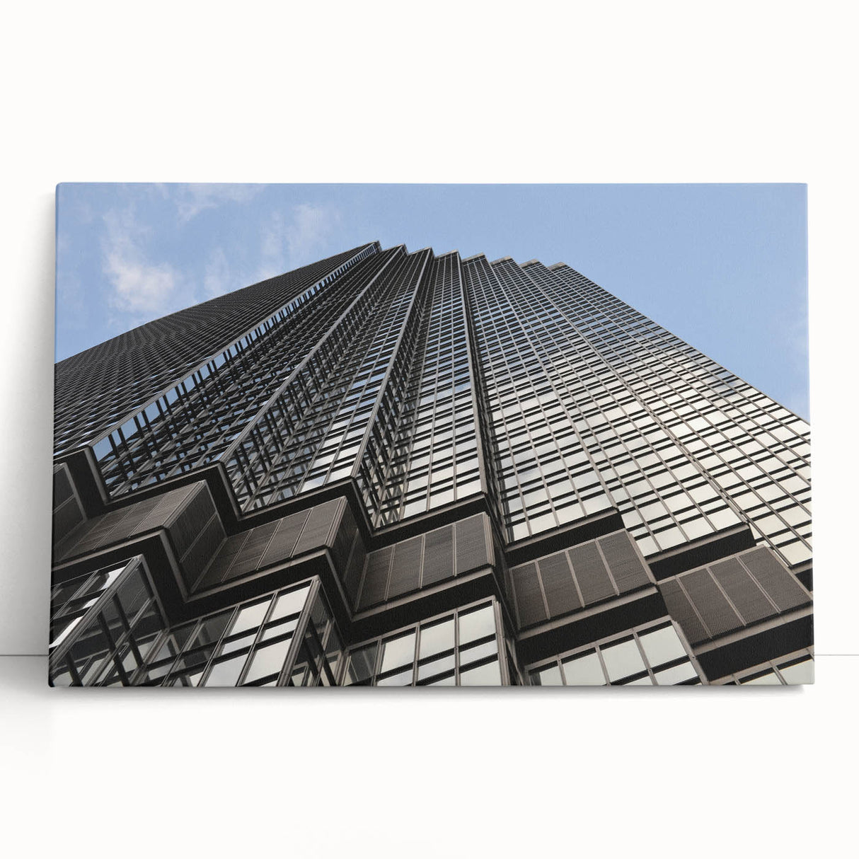 Black and white stretched canvas of Minneapolis skyline with large art format, ideal for kitchen wall art or bedroom.