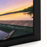 Close-up of extra large framed canvas showing a textured, colorful Minnesota landscape in black wall art style.