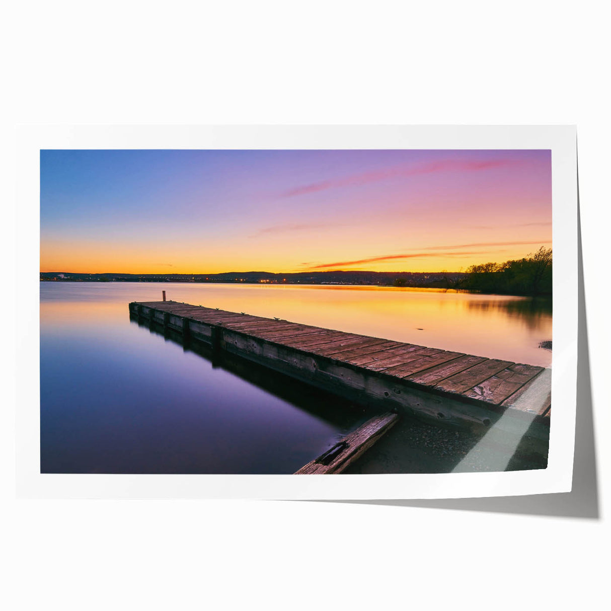 Rolled print of a serene Minnesota landscape with floral elements in soft green and blue tones.