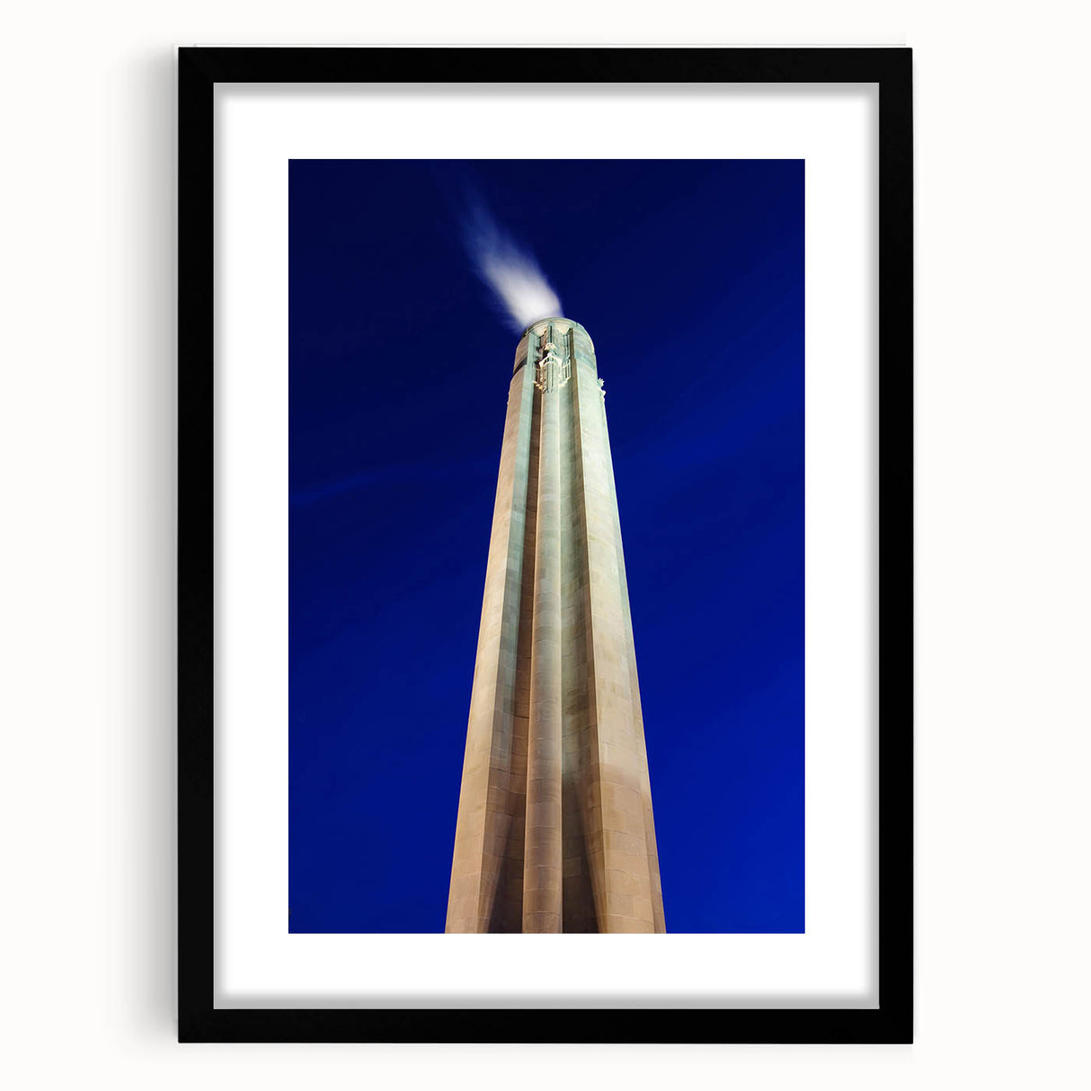 Extra large abstract art print of Kansas City skyline in vibrant, colorful hues on a textured canvas.