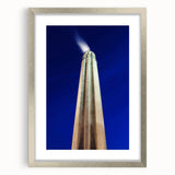 Textured art print of Kansas City skyline in muted gray and blue tones on a framed silver mat, ideal for bedroom art.