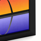 Extra large framed canvas of St. Louis skyline featuring textured black and colorful art, ideal for living room decor.