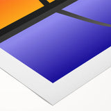 Art deco poster of St. Louis skyline in muted gold and navy hues on rolled canvas, suitable for dining room wall art.