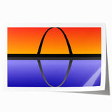 Rolled print of St. Louis skyline with muted blue and gray tones, ideal for art wall dining room decor.