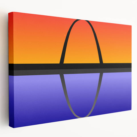 Stretched canvas depicting the St. Louis skyline in muted blues and grays, ideal for kitchen wall art.