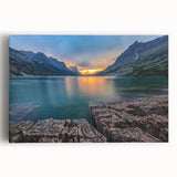 Black and white photograph of Montana's Glacier National Park on large stretched canvas, suitable for kitchen art.