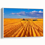 Vintage poster art of Montana scenery in colorful tones on a large framed canvas, ideal for living room decor.