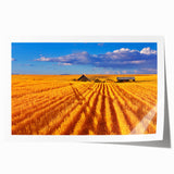 Extra large rolled print of Montana scenery with vibrant green meadows and distant mountains, ideal for art wall dining room.