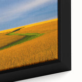 Extra large framed canvas featuring a textured depiction of a Nebraska landscape in black with colorful art accents.