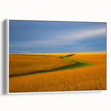 Vintage poster art of a Nebraska landscape on a framed canvas, featuring a colorful palette, ideal for living room decor.