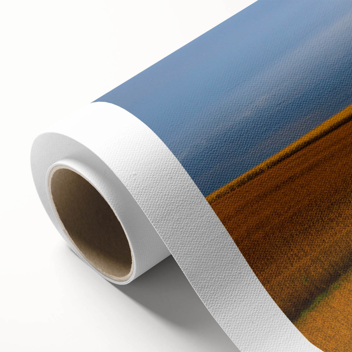 Art deco style poster of Nebraska scenery on rolled canvas, featuring muted earth tones, ideal for nursery wall art.