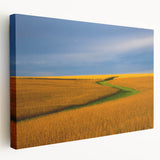 Nebraska landscape on large stretched canvas, featuring earth tones and minimalist style, ideal for kitchen wall art.